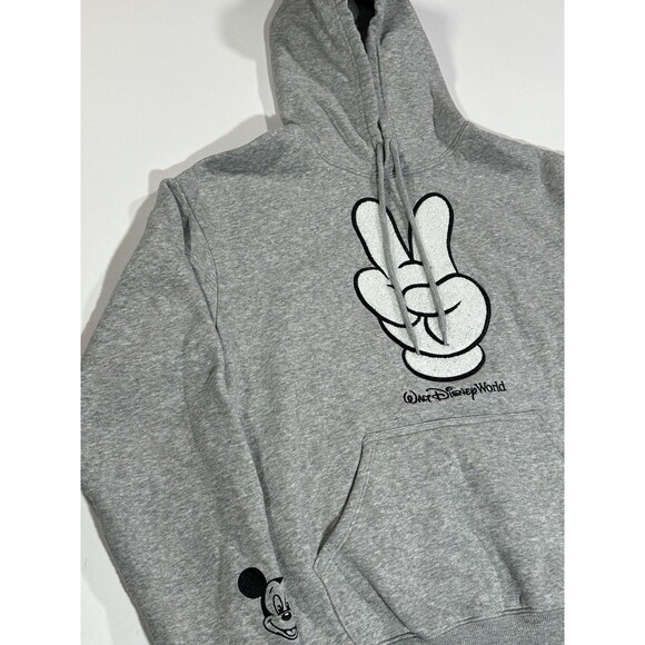 2025 Walt Disney World Park Mickey Peace Sign Hoodie Pullover Sweatshirt Gray XS - Picture 3 of 11